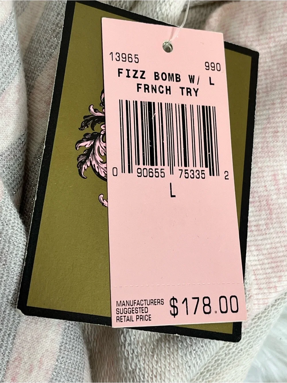 NWT Juicy Couture Pink and Gray Striped Hooded Mini  Dress